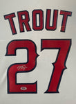 Los Angeles Angels Mike Trout Hand Signed Autographed Authentic White Jersey Framed with Suede Matting, LED Lighting, & Video Highlights Includes PSA COA