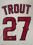 Los Angeles Angels Mike Trout Hand Signed Autographed Authentic White Jersey Framed with Suede Matting, LED Lighting, & Video Highlights Includes PSA COA