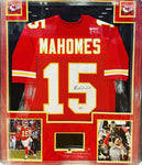 Kansas City Chiefs Patrick Mahomes Hand Signed Autographed Custom Red Jersey Framed with Suede Matting, LED Lighting, & Video Highlights Includes Beckett COA