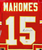 Kansas City Chiefs Patrick Mahomes Hand Signed Autographed Custom Red Jersey Framed with Suede Matting, LED Lighting, & Video Highlights Includes Beckett COA